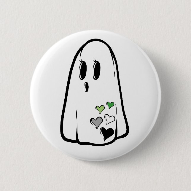 Aro Pride Ghost 6 Cm Round Badge (Front)