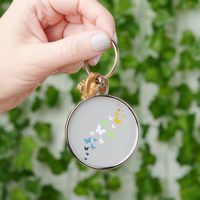 AroAce Agender Pride Butterfly Trail  Key Ring (Hand)