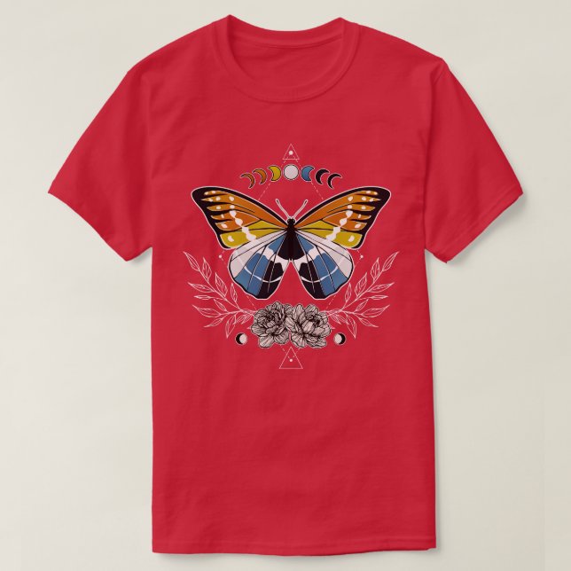Aroace Butterfly LGBT Asexual Aromantic Pride Flag T-Shirt (Design Front)