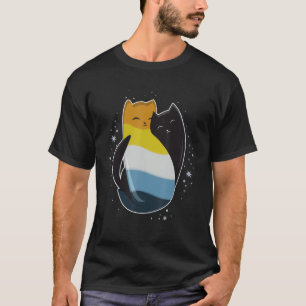 Aroace Cat LGBT Asexual Aromantic Pride Flag Yin Y T-Shirt