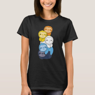Aroace Flag Pile Pride Lgbtq Sloths Cute Aroace Sl T-Shirt