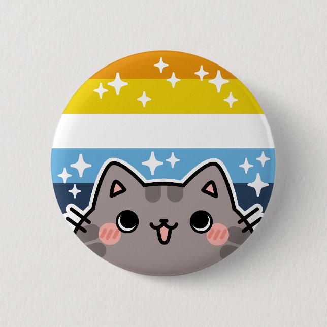 AroAce LGBT Pride Flag Cat Button (Front)
