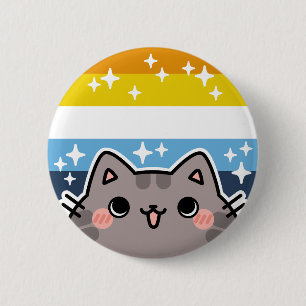AroAce LGBT Pride Flag Cat Button