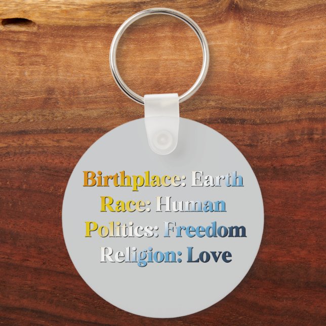 AroAce Pride - Birthplace: Earth. Race: Human Key Ring (Front)