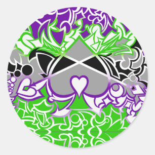 Aroace Radioactive Pride Flag Squiggles Classic Round Sticker
