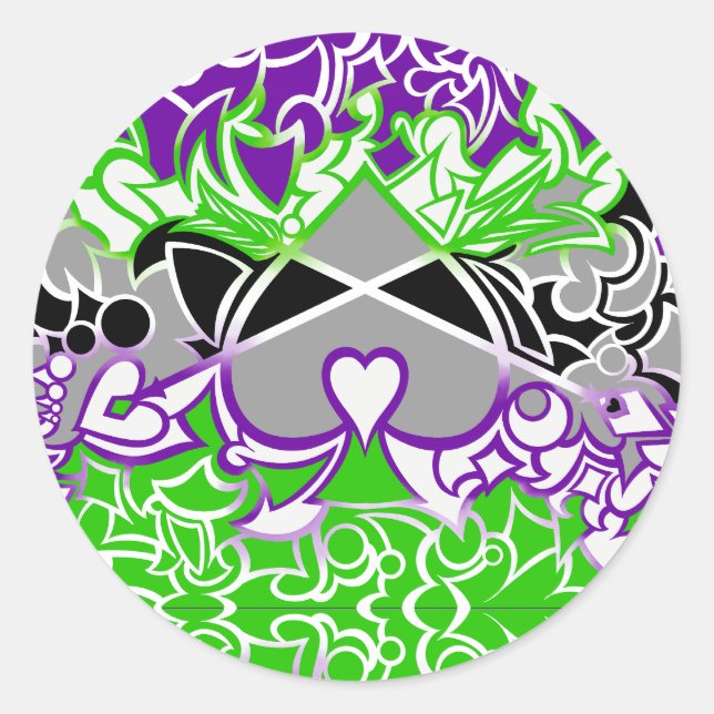 Aroace Radioactive Pride Flag Squiggles Classic Round Sticker (Front)