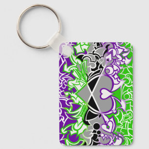 Aroace Radioactive Pride Flag Squiggles Key Ring