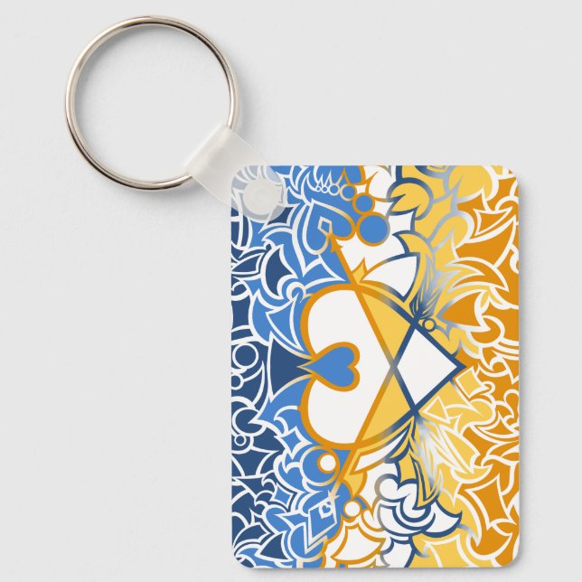 Aroace Sun and Sea Pride Flag Squiggles Key Ring (Front)