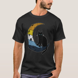 Aroace Sunset Pride Flag Moon Cat Lgbt Gay Asexual T-Shirt