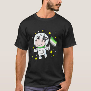 Aromantic Cow In Space Aromantic Pride T-Shirt