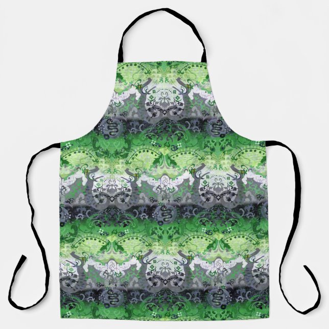 Aromantic Dragon Damask - Aro Pride Flag Colours Apron (Front)