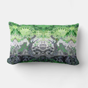Aromantic Dragon Damask - Aro Pride Flag Colours Lumbar Cushion