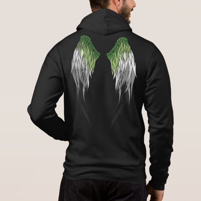 Aromantic Flag - Halo - Wings Hoodie (Back)