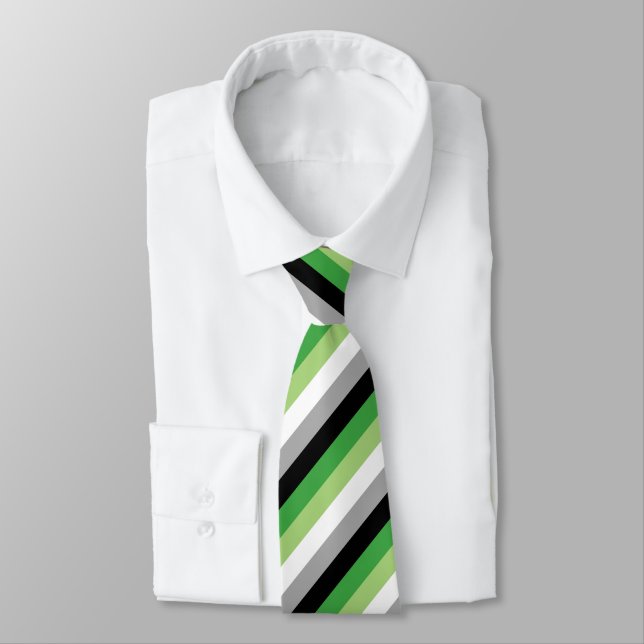 Aromantic Flag Neck Tie (Tied)