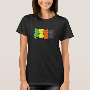 Aromantic Flag Pile Pride Lgbtq Cats Cute Aromanti T-Shirt
