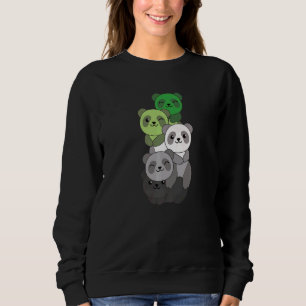 Aromantic Flag Pile Pride Lgbtq Pandas Cute Aroman Sweatshirt