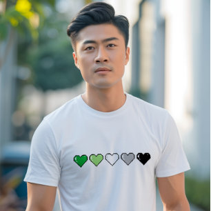 Aromantic Flag Pixel Heart T-Shirt