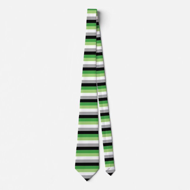 Aromantic Flag Striped Pride Tie (Front)