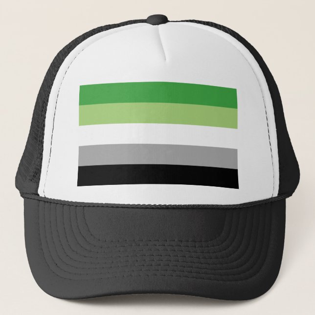 Aromantic flag trucker hat (Front)