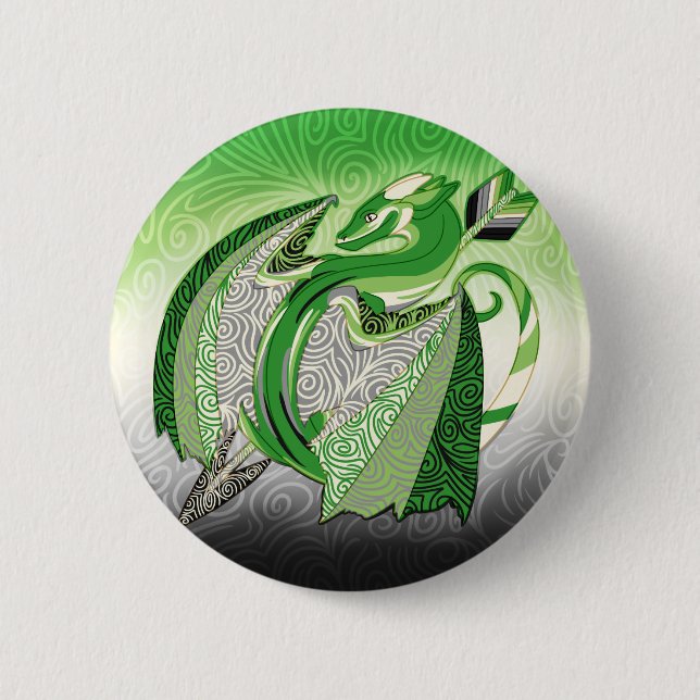 Aromantic Pride Dragon Button (Front)