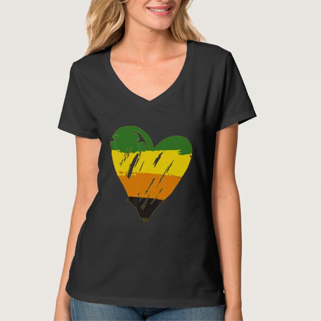 Aromantic Pride Heart Flag T-Shirt (Front)