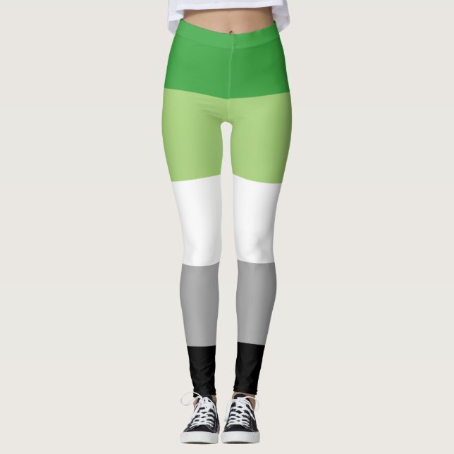 Aromantic Pride Stripes Leggings (Front)
