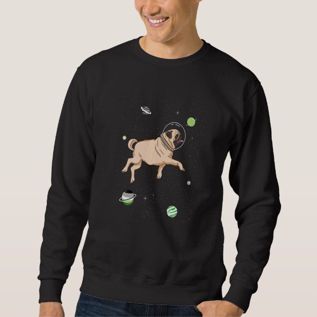 Aromantic Pug In Space Aromantic Pride Sweatshirt (Front)