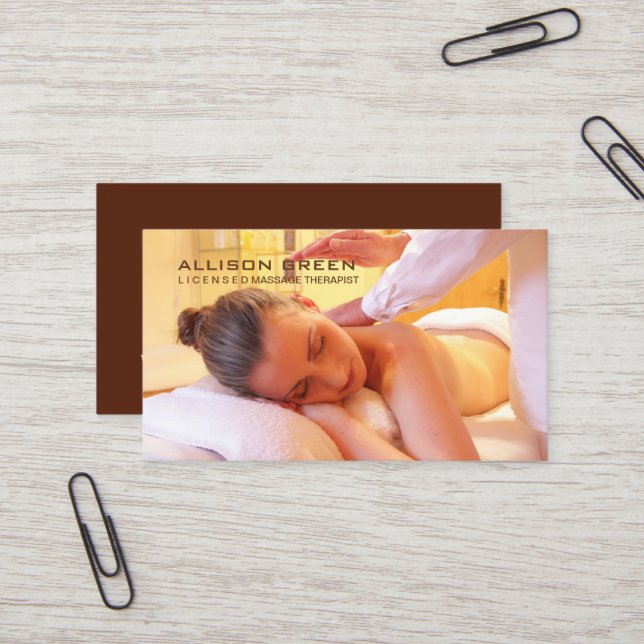 Aromatherapy Acupressure Reiki Massage therapist Business Card (Front/Back In Situ)