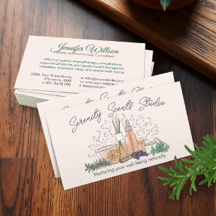Aromatherapy Practice Line Art Illustration Business Card
