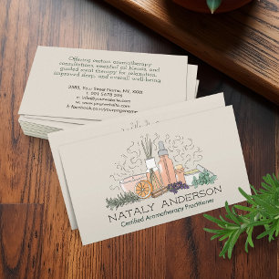 Aromatherapy Practitioner Line Art Illustration Business Card