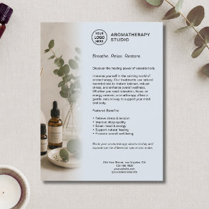 Aromatherapy Spa Business Dusty Blue Custom Logo Flyer
