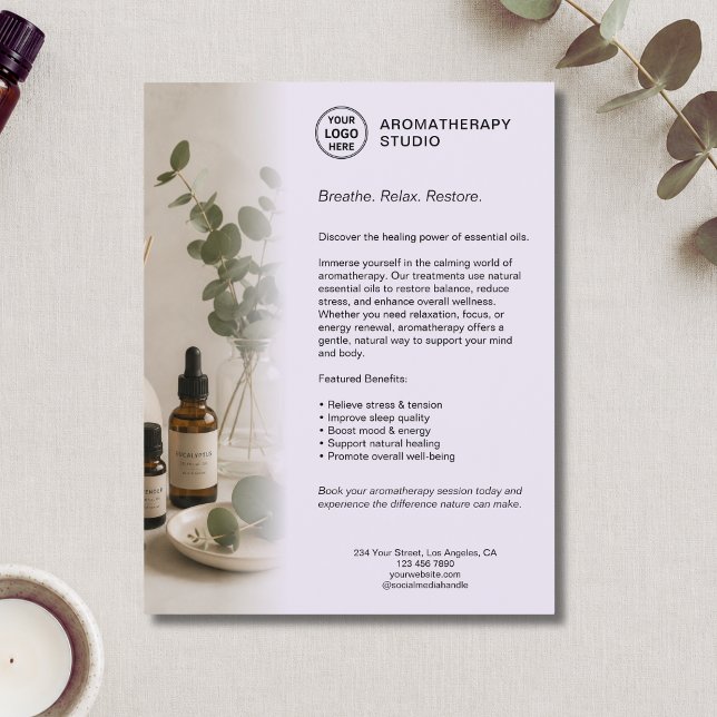 Aromatherapy Spa Business Lavender Custom Logo   Flyer (Aromatherapy Spa Business Lavender Custom Logo Flyer)