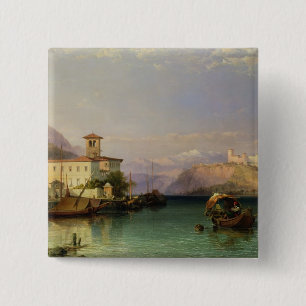 Arona and the Castle of Angera, Lake Maggiore, 185 15 Cm Square Badge