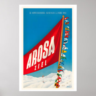 Arosa Ziel Switzerland Swiss Ski Races Vintage Ski Poster
