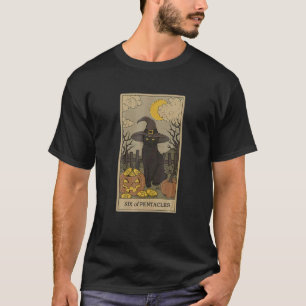 Arot Card Crescent Moon And Black Cat Witch Hat Ca T-Shirt