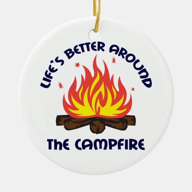 Around the Campfire Ceramic Tree Decoration (Front)