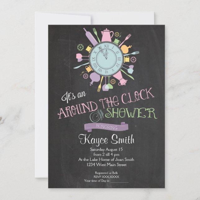 Around the Clock Bridal Shower Invitation (Front)