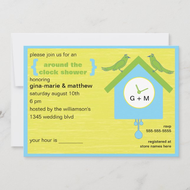 Around the Clock Shower Invitation (Front)