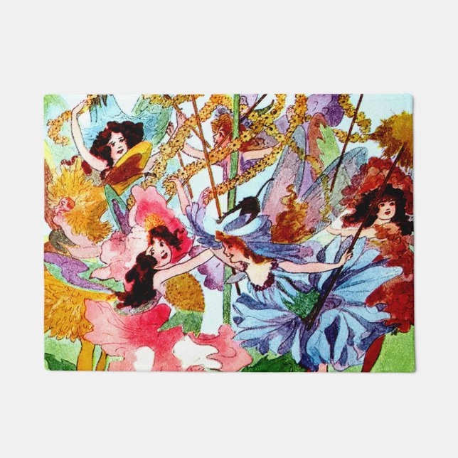“Around the Maypole” Fairy Art by M T Ross Doormat (Front)