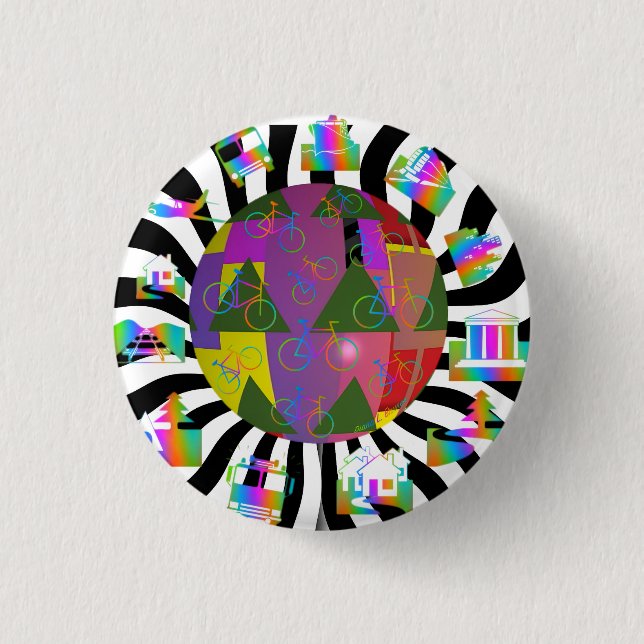 Around The World  3 Cm Round Badge (Front)
