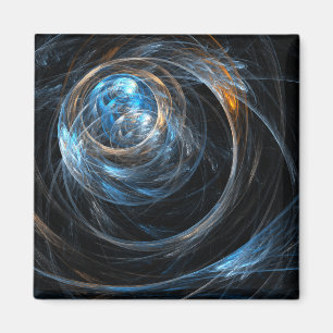 Around the World Abstract Art Square Magnet