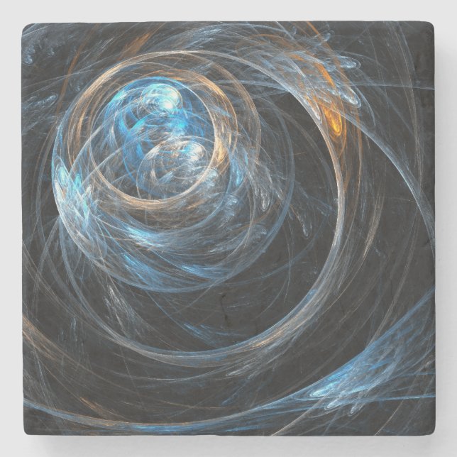 Around the World Abstract Art Stone Coaster (Front)