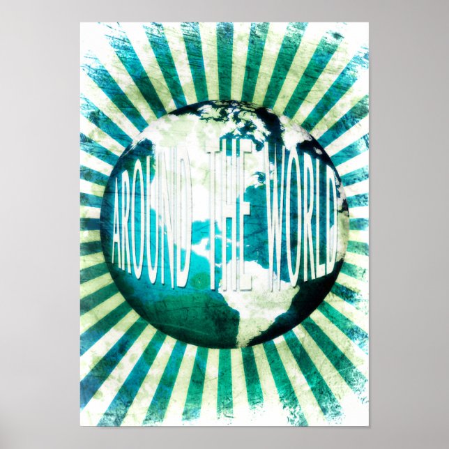 around the world : globe burst poster (Front)
