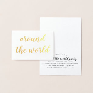 around the world gold foil card
