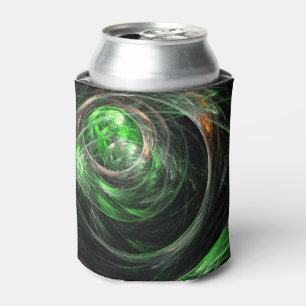 Around the World Green Abstract Art Can Cooler