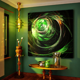 Around the World Green Abstract Art Canvas Print