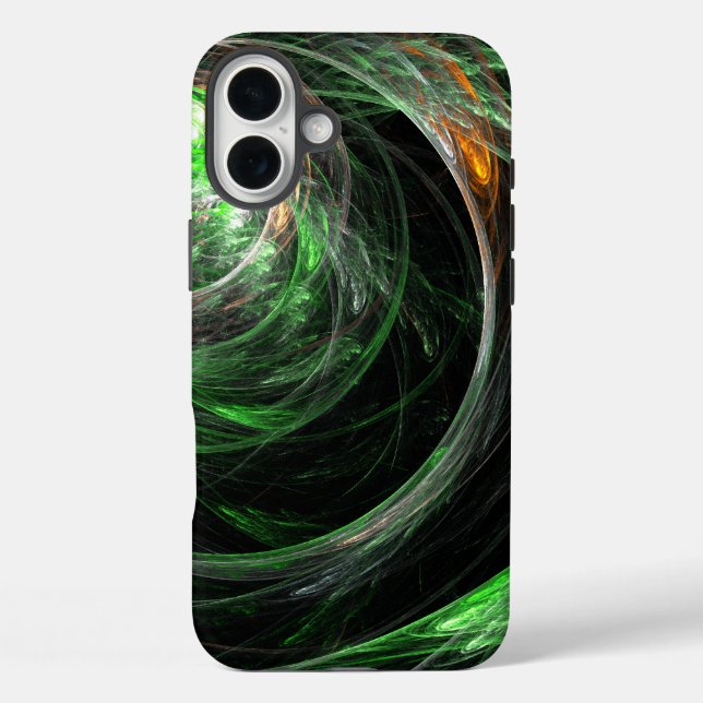 Around the World Green Abstract Art Case-Mate iPhone Case (Back)