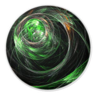 Around the World Green Abstract Art Ceramic Knob
