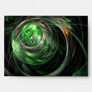 Around the World Green Abstract Art Envelope