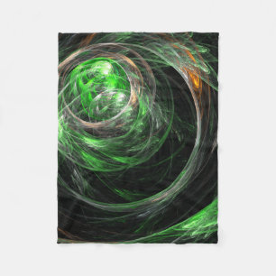 Around the World Green Abstract Art Fleece Blanket